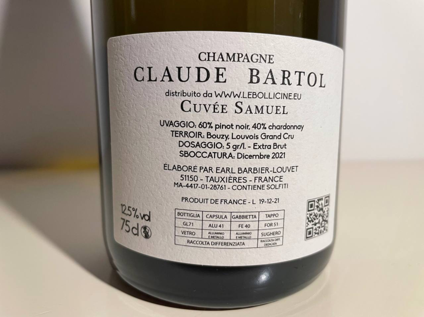 CLAUDE BARTOL CUVEE SAMUEL Extra Brut GRAND CRU